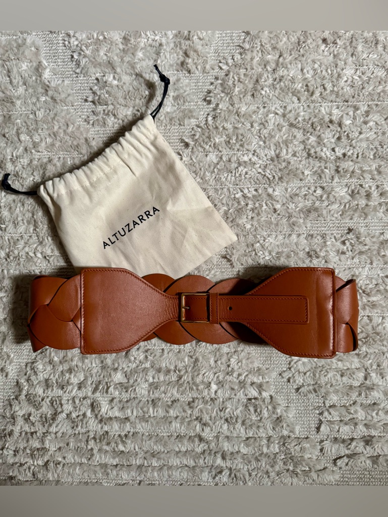 Altuzarra Cognac Leather Braid Belt